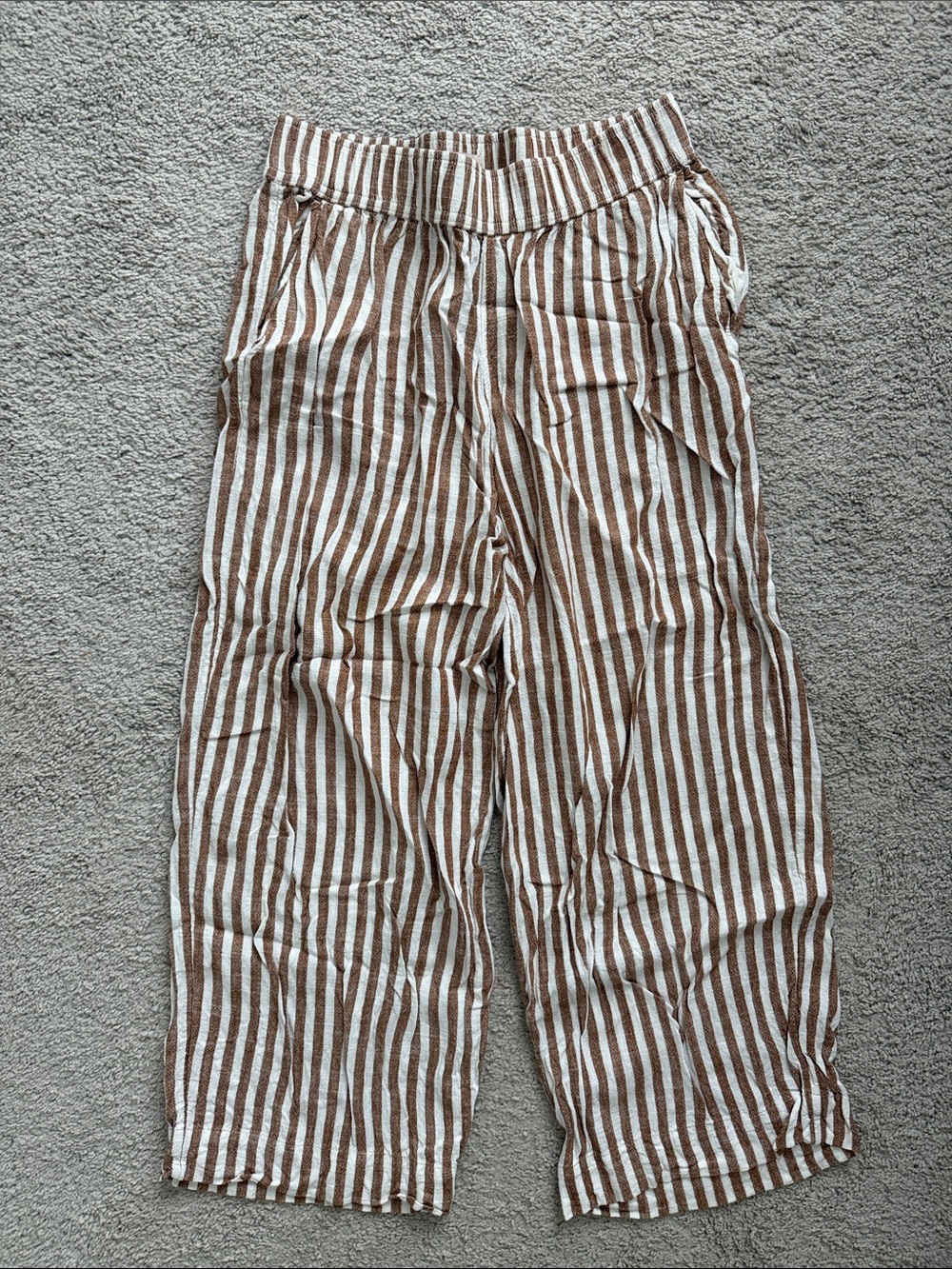 Cynthia Rowley Brown and White Striped Wide-Leg Women’s Pants M
